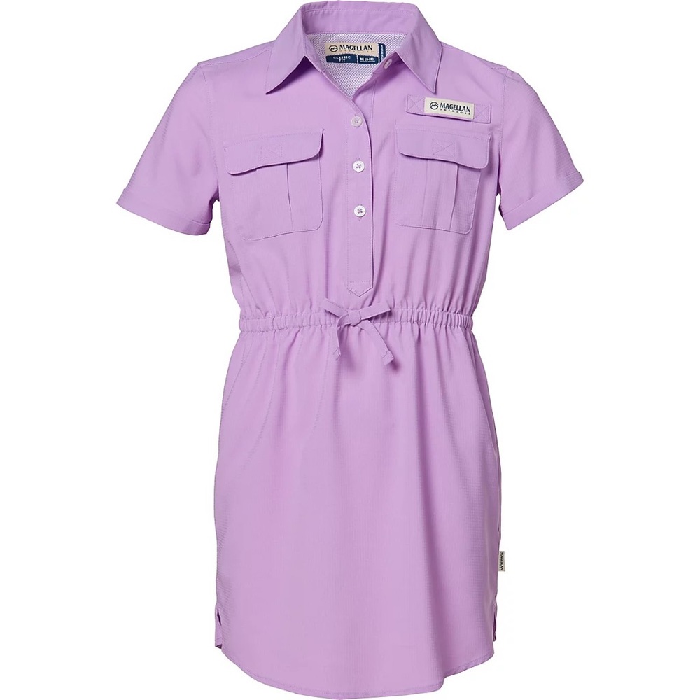 Girls Magellan Outdoors Collared Dress w/Buttons - Sm (7) - Light Purple